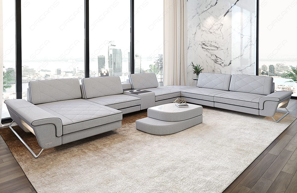 Stoff Wohnlandschaft Bari XXL – Geräumig & Bequem Macchiato-Schwarz