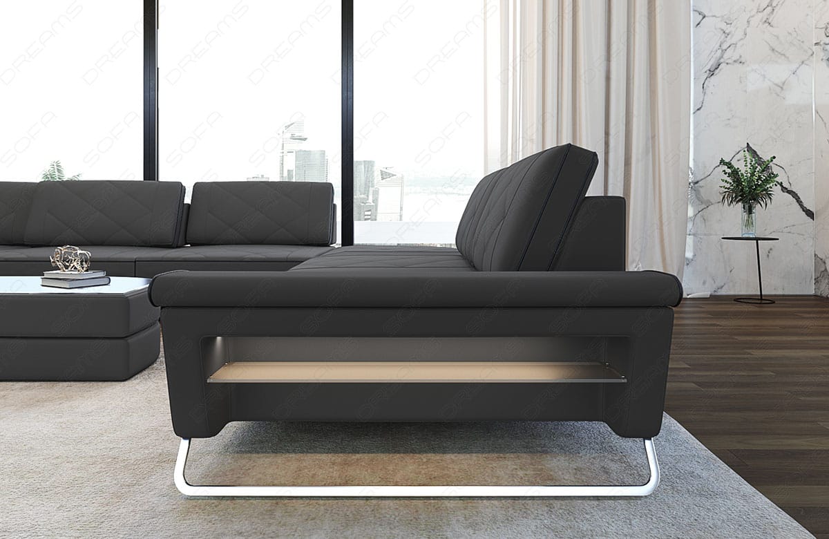 Stoff Wohnlandschaft Bari XXL – Geräumig & Bequem Grau-Schwarz