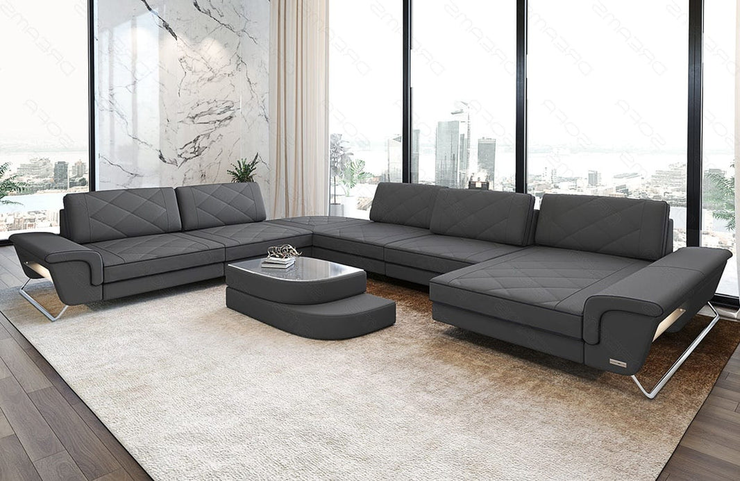 XXL Stoff Wohnlandschaft Bari U-Form