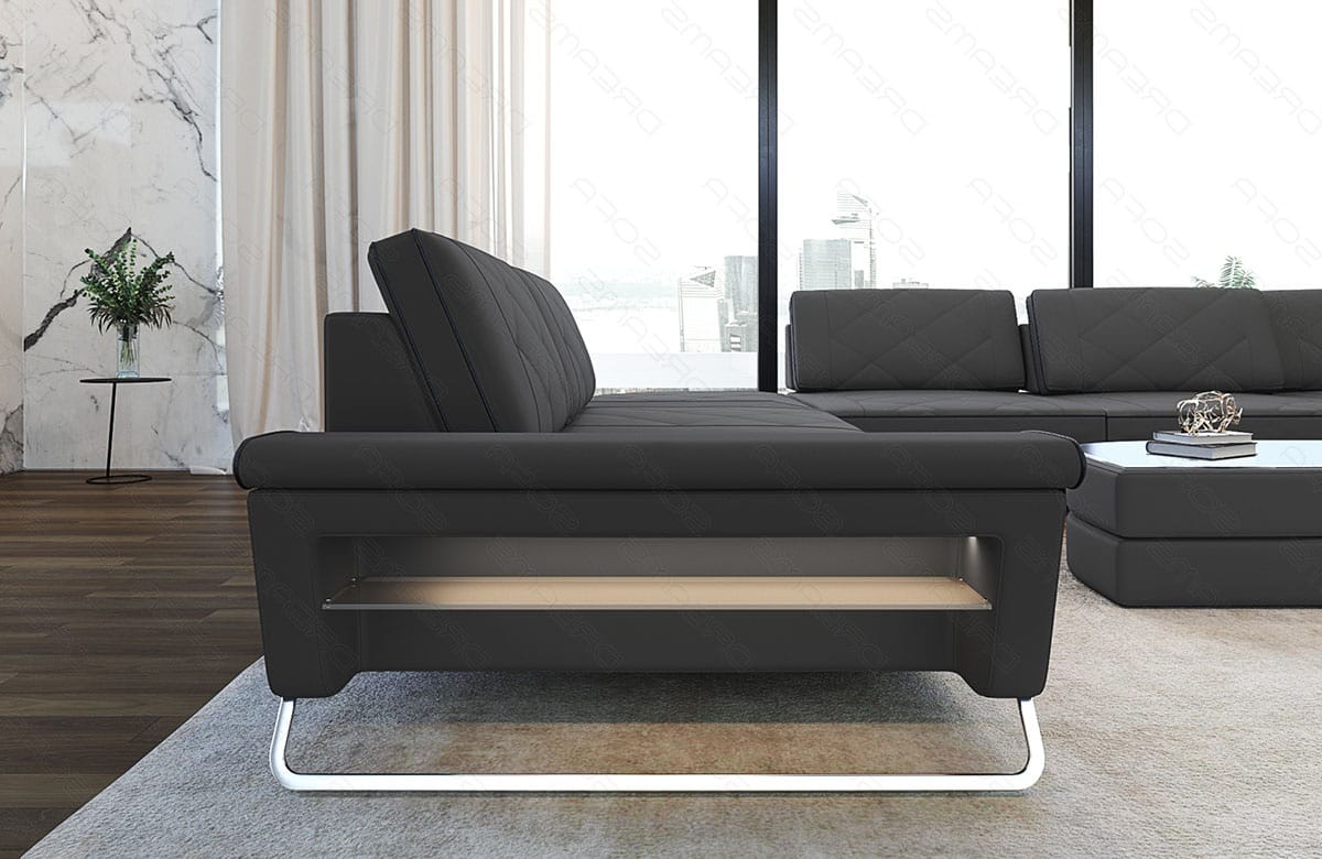 XXL Stoff Wohnlandschaft Bari U-Form Grau-Schwarz