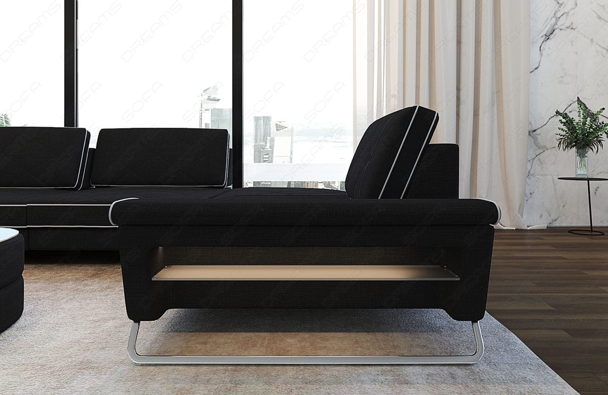 Couchlandschaft Bari U-Form in Stoff Schwarz-Weiß
