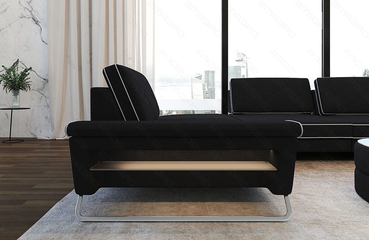 Couchlandschaft Bari U-Form in Stoff Schwarz-Weiß