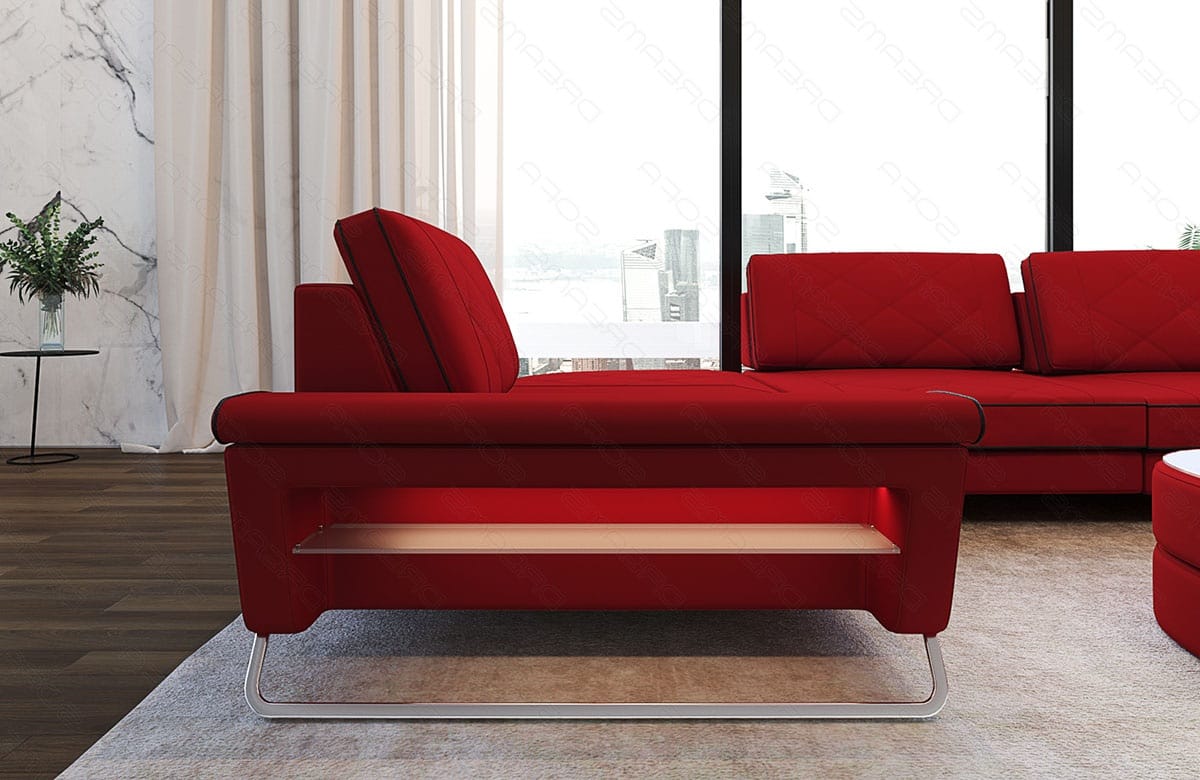 Couchlandschaft Bari U-Form in Stoff Rot-Schwarz