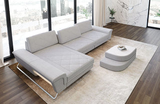 Stoff Ecksofa Bari L-Form Macchiato-Weiß