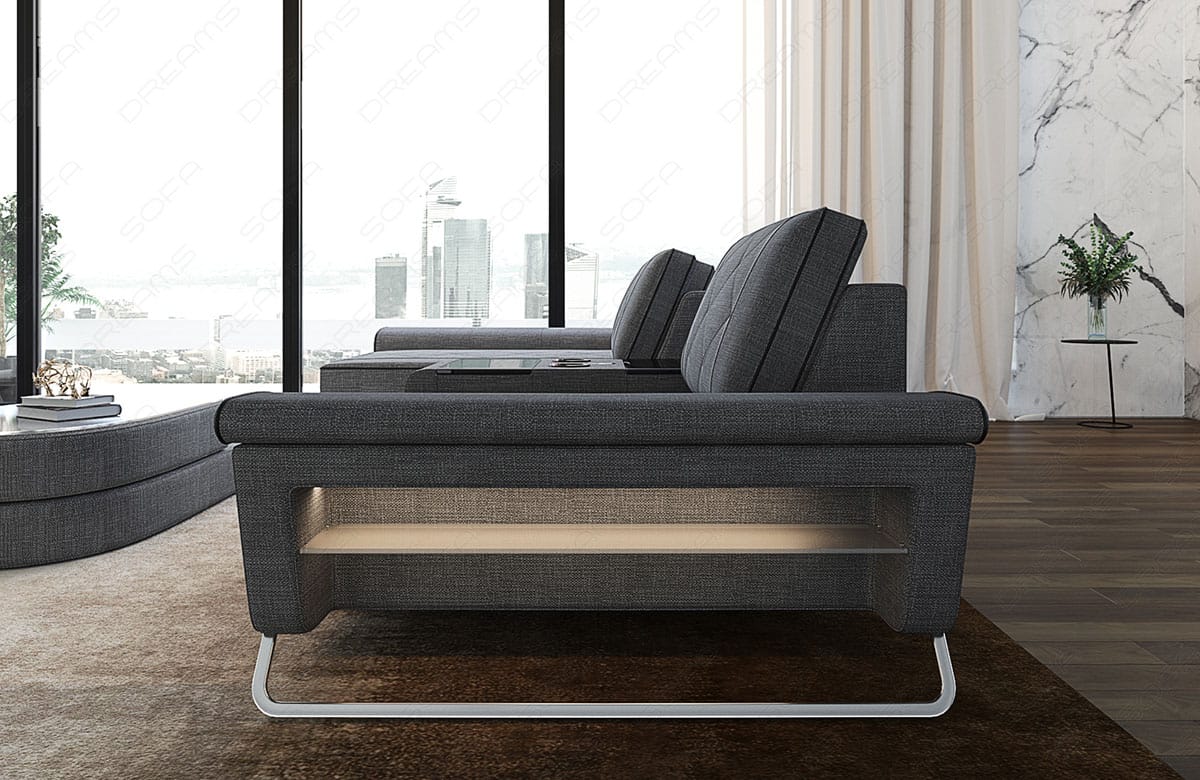 Stoff Ecksofa Bari L Form grau-schwarz