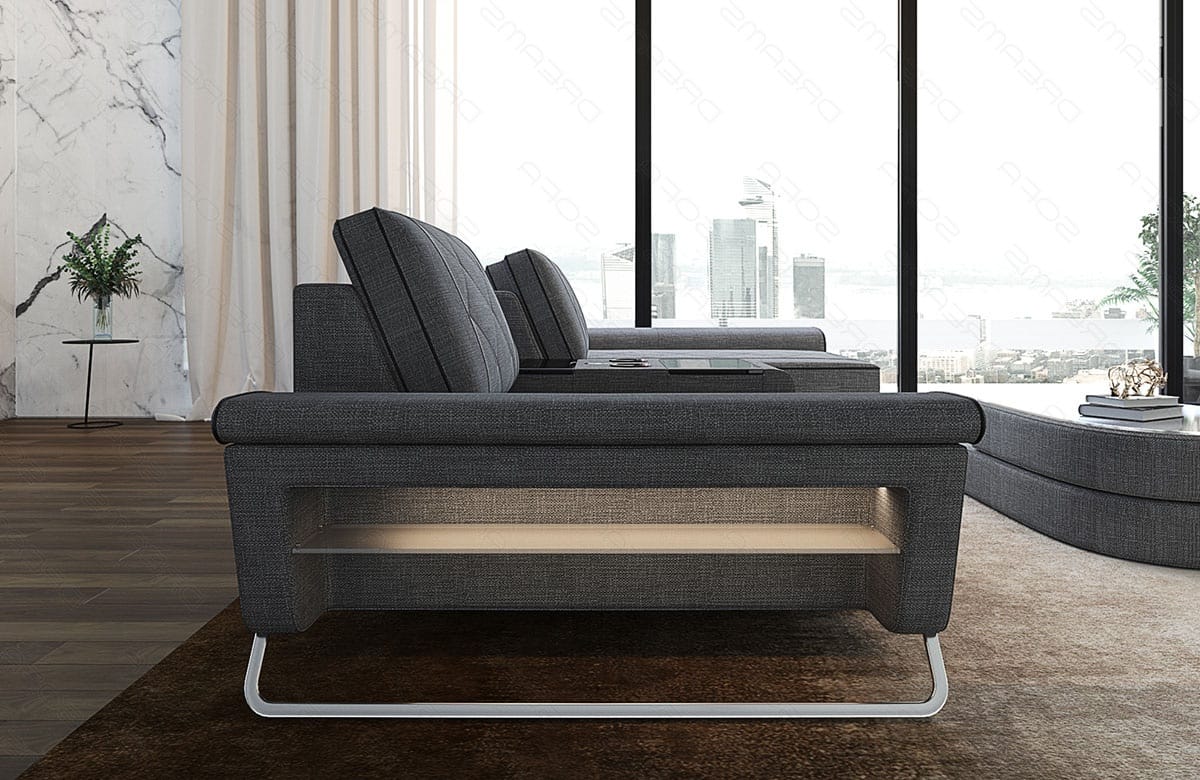Stoff Ecksofa Bari L-Form Grau-Schwarz