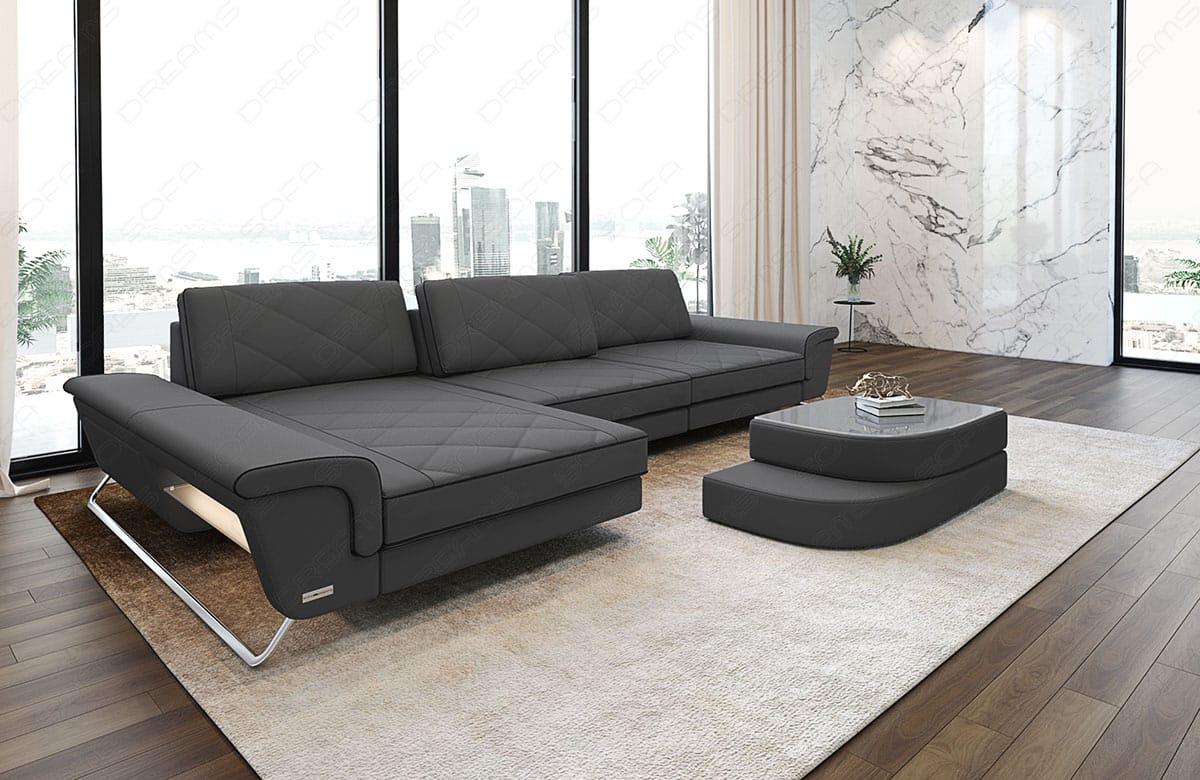 Stoff Ecksofa Bari L-Form Grau-Schwarz
