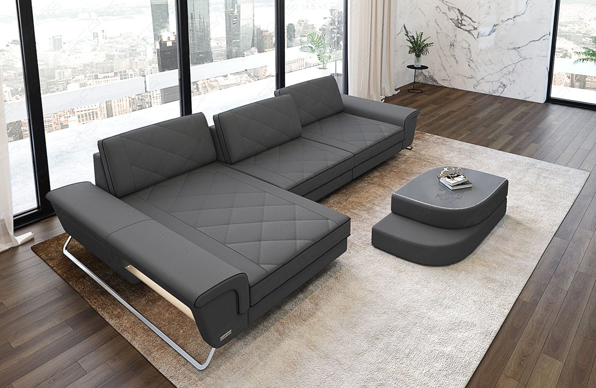 Stoff Ecksofa Bari L-Form Grau-Schwarz