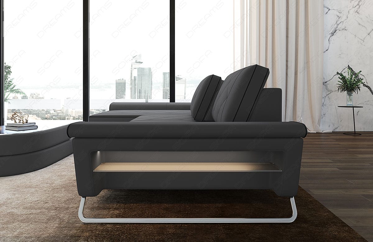 Stoff Ecksofa Bari L-Form Grau-Schwarz