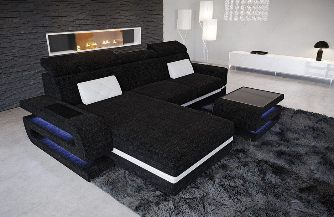 Ecksofa Bologna L-Form aus Stoff