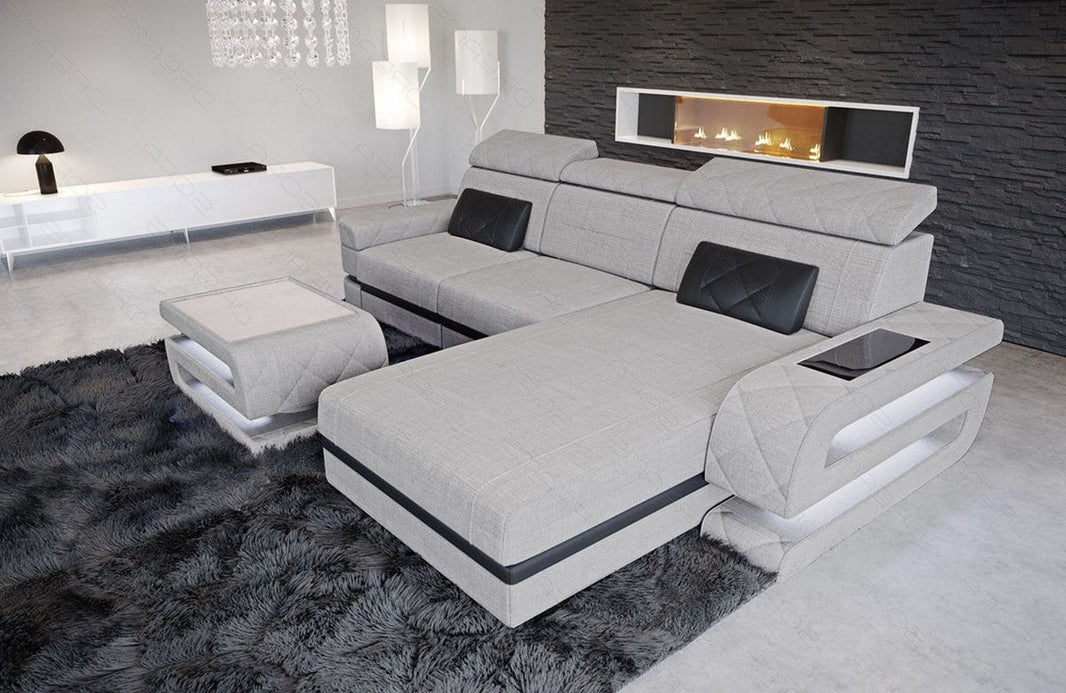 Ecksofa Bologna L-Form aus Stoff