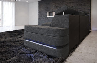 Ecksofa Bologna L-Form aus Stoff Grau-Schwarz