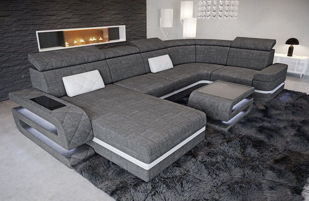 Couchlandschaft Bologna U-Form in Stoff