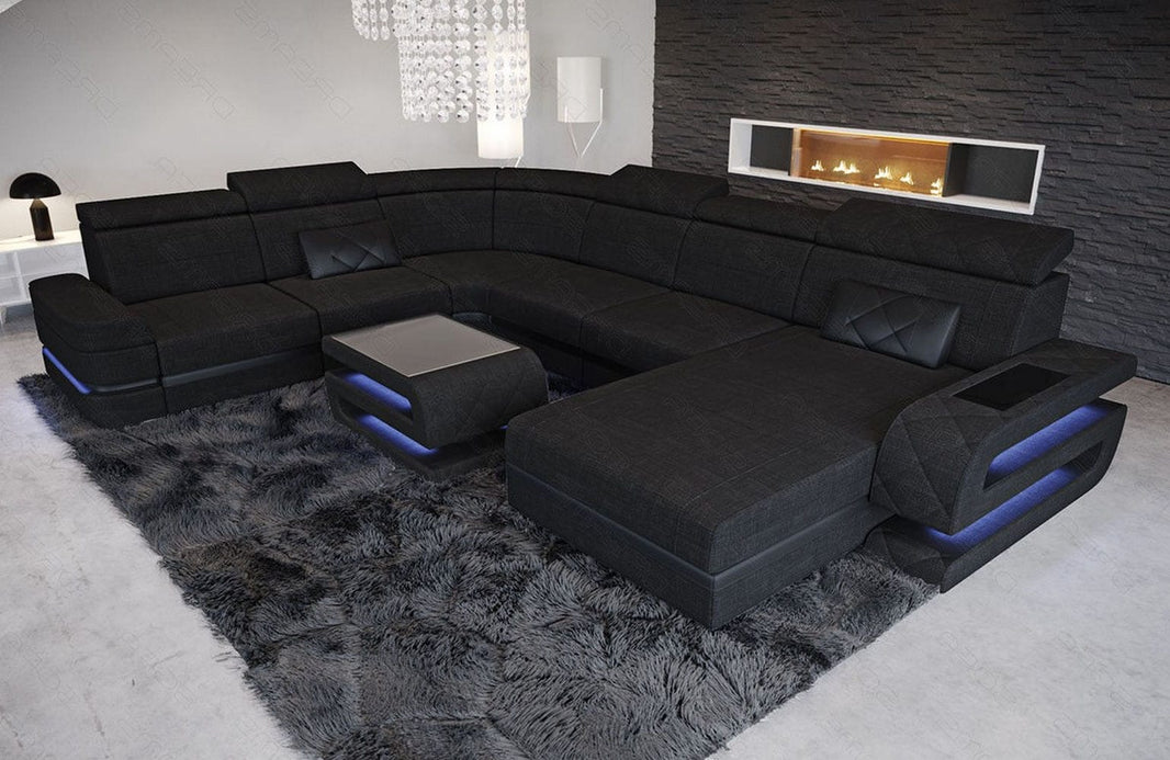 Wohnlandschaft Bologna XXL U-Form in Stoff