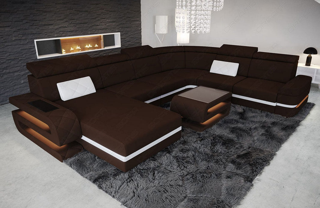 Wohnlandschaft Bologna XXL U-Form in Stoff