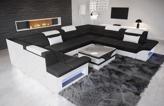 Couchlandschaft Brianza U-Form in Stoff Schwarz-Weiß