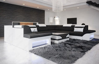 Couchlandschaft Brianza U-Form in Stoff Schwarz-Weiß