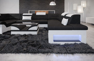 Couchlandschaft Brianza U-Form in Stoff Schwarz-Weiß