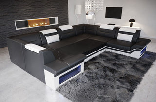 Couchlandschaft Brianza U-Form in Stoff Schwarz-Weiß