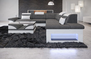 Stoffsofa Brianza L-Form – Komfort & Design - Strukturstoff - Grau-Weiß - Ansicht 3