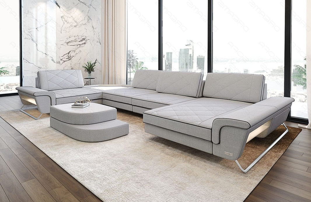 Stoff Wohnlandschaft Ferrara U-Form