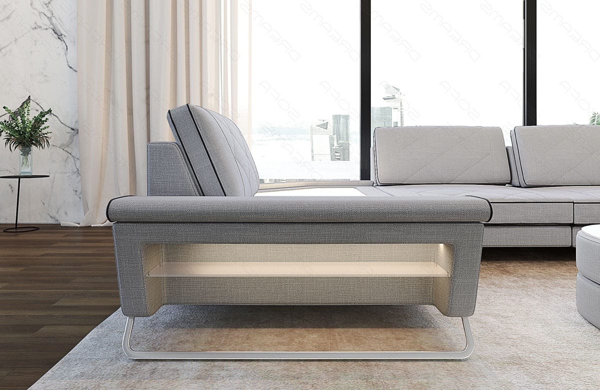 Stoff Wohnlandschaft Ferrara U-Form macchiato-schwarz