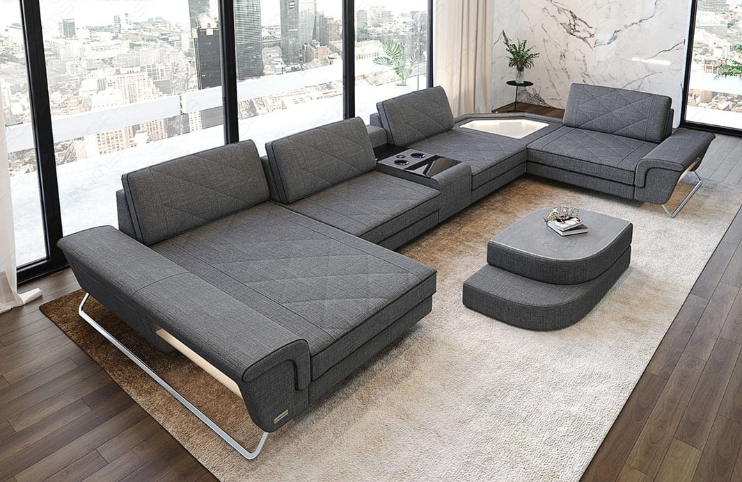 Stoff Wohnlandschaft Ferrara U-Form