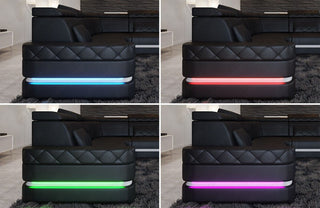 Ecksofa Positano L-Form aus Stoff Elfenbein-Schwarz