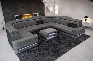 Couchlandschaft Positano U-Form in Stoff Grau-Schwarz