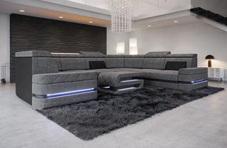 Couchlandschaft Positano U-Form in Stoff Grau-Schwarz