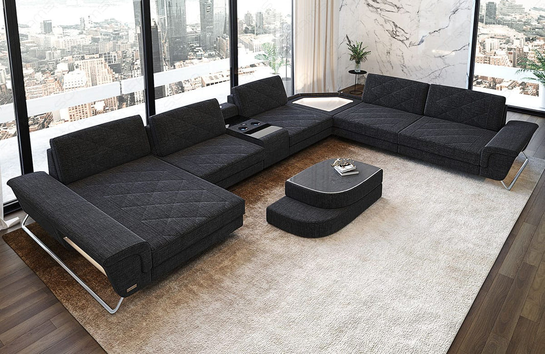 XXL Wohnlandschaft Ferrara U-Form aus Stoff