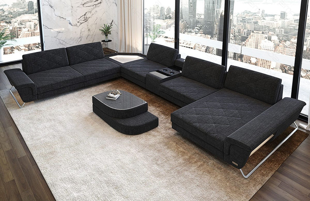 XXL Wohnlandschaft Ferrara U-Form aus Stoff