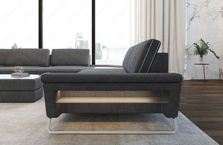XXL Wohnlandschaft Ferrara U-Form aus Stoff Grau-Weiß