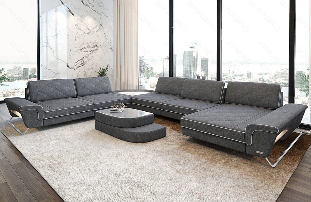 XXL Wohnlandschaft Ferrara U-Form aus Stoff