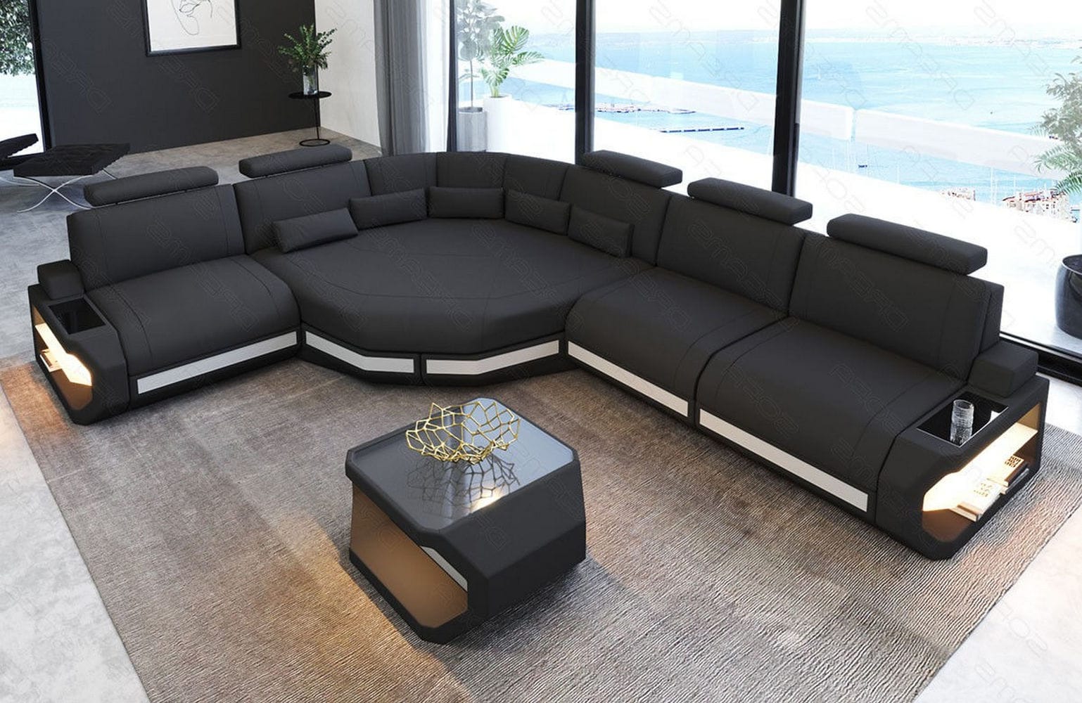 Stoffsofa Asti L-Form – Komfort & Stil Dunkelgrau-Weiß