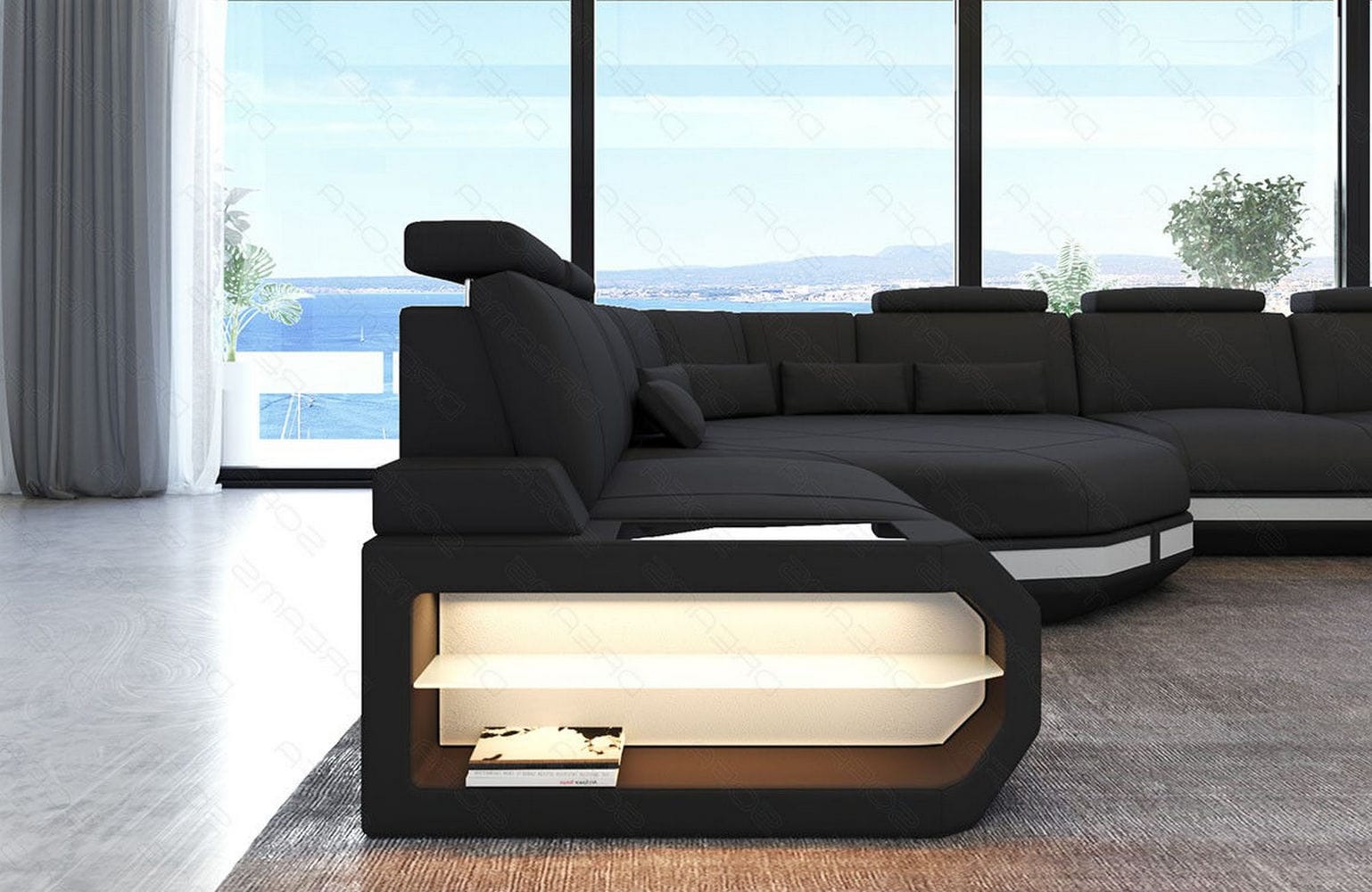 Stoffsofa Asti L-Form – Komfort & Stil Dunkelgrau-Weiß