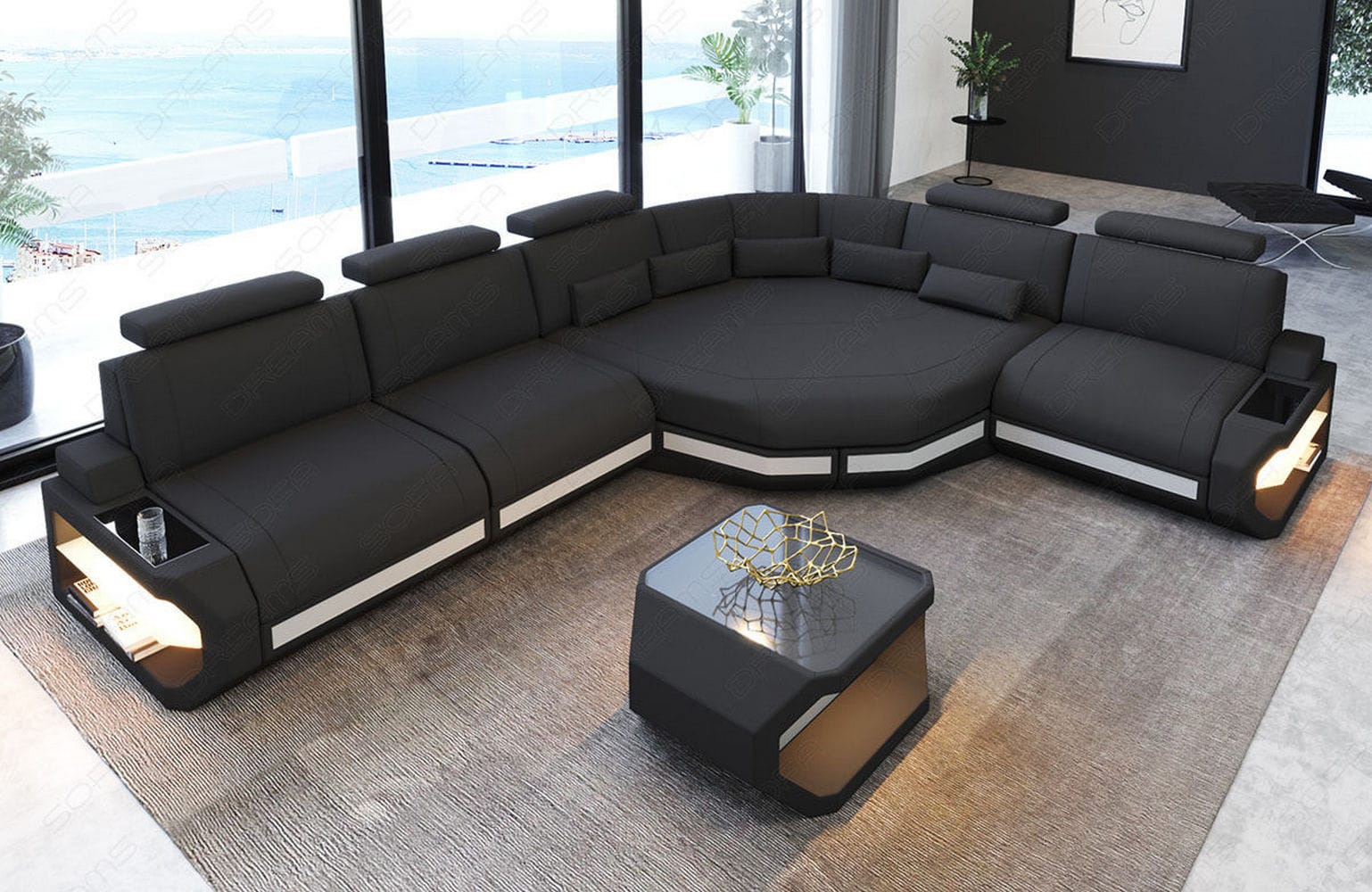 Stoffsofa Asti L-Form – Komfort & Stil Dunkelgrau-Weiß