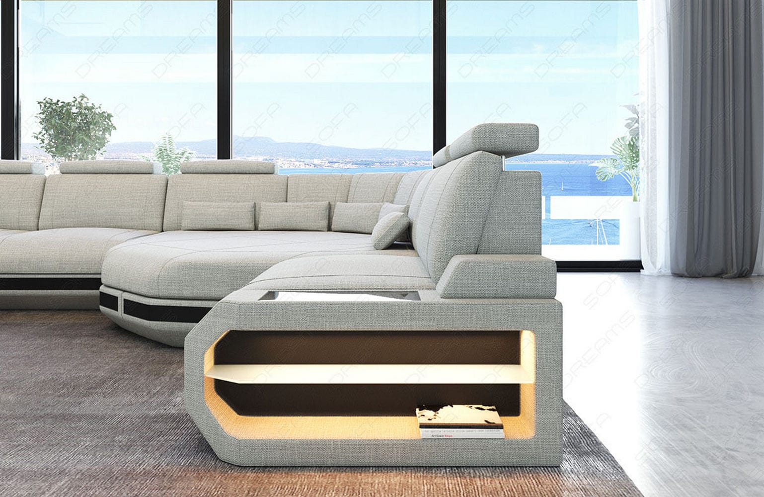 Stoffsofa Asti L-Form – Komfort & Stil Elfenbein-Schwarz