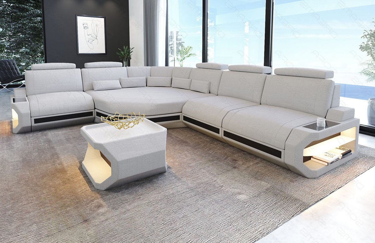 Stoffsofa Asti L-Form – Komfort & Stil Macchiato-Schwarz