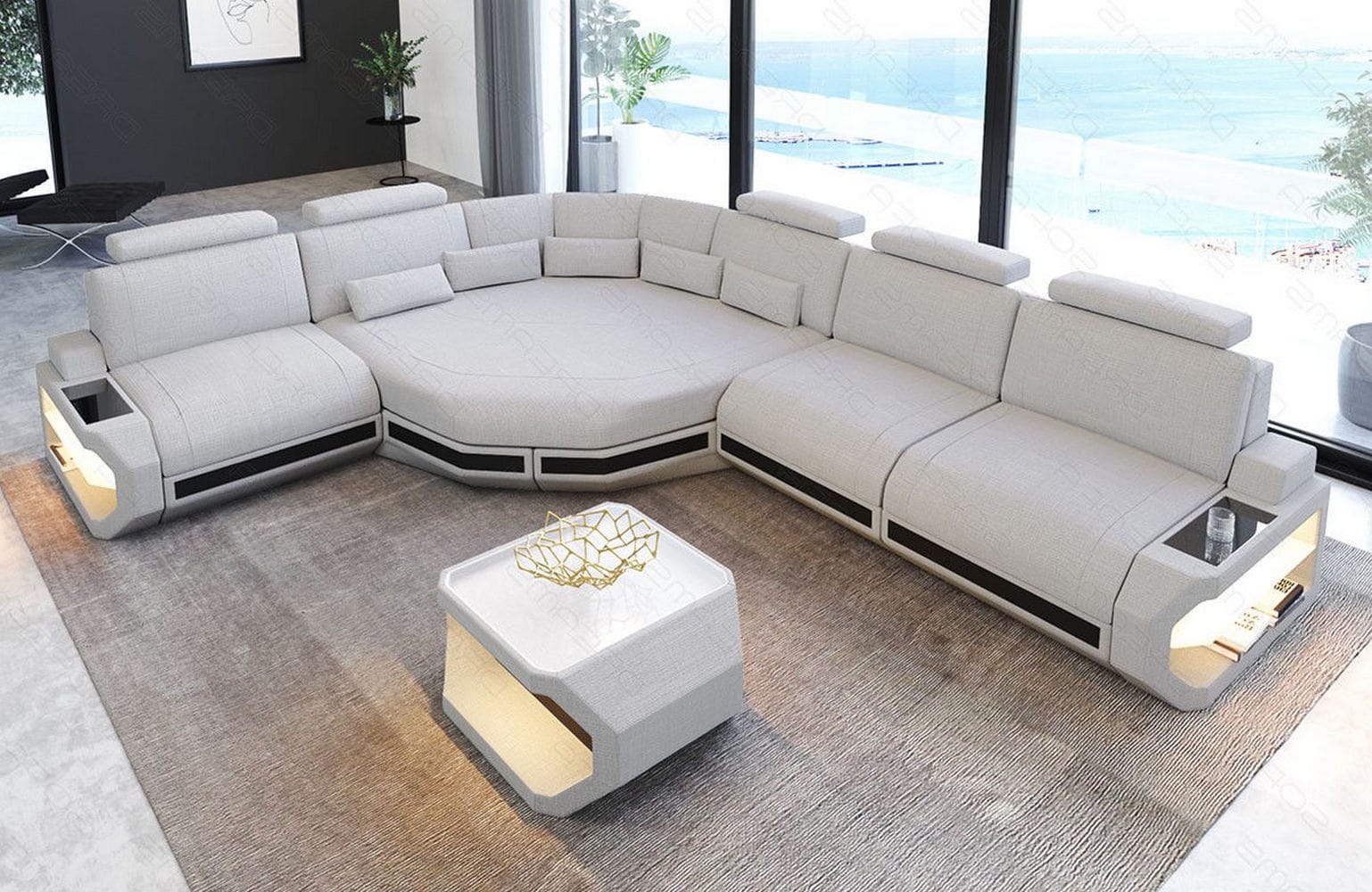 Stoffsofa Asti L-Form – Komfort & Stil Macchiato-Schwarz