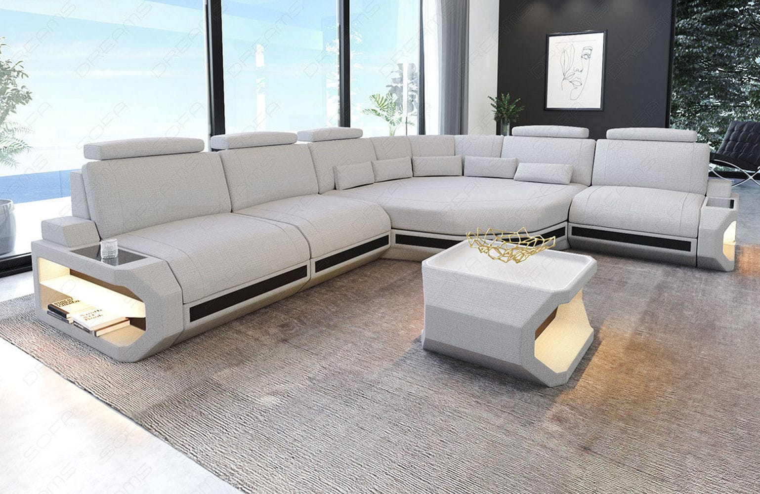 Stoffsofa Asti L-Form – Komfort & Stil Macchiato-Schwarz
