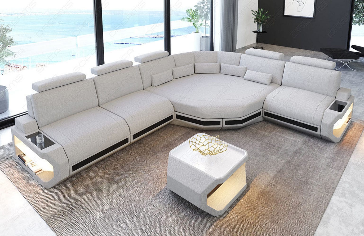 Stoffsofa Asti L-Form – Komfort & Stil Macchiato-Schwarz