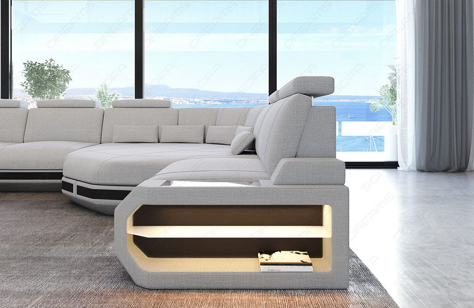 Stoffsofa Asti L-Form – Komfort & Stil Macchiato-Schwarz