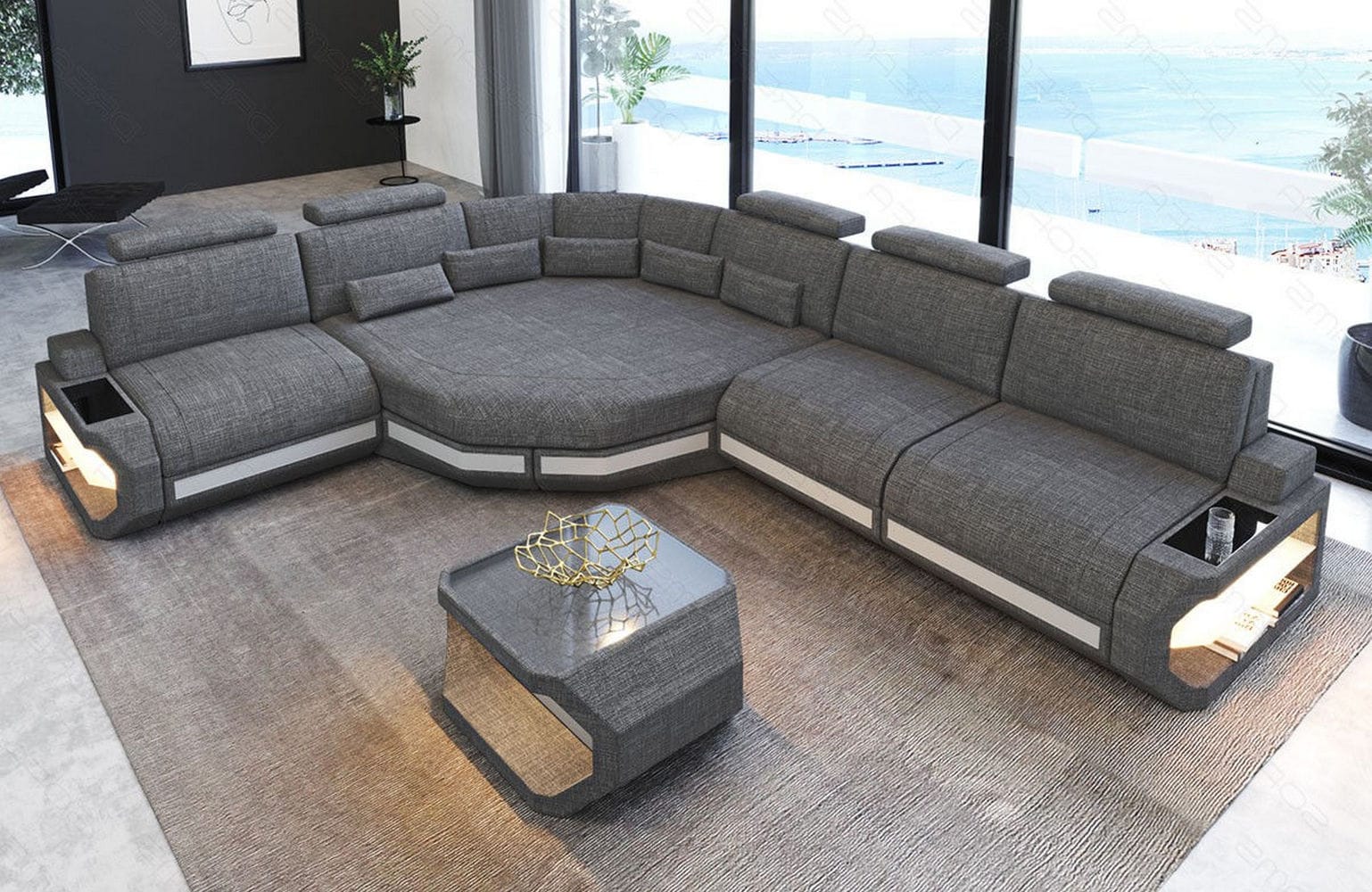 Stoffsofa Asti L-Form – Komfort & Stil Grau-Weiß
