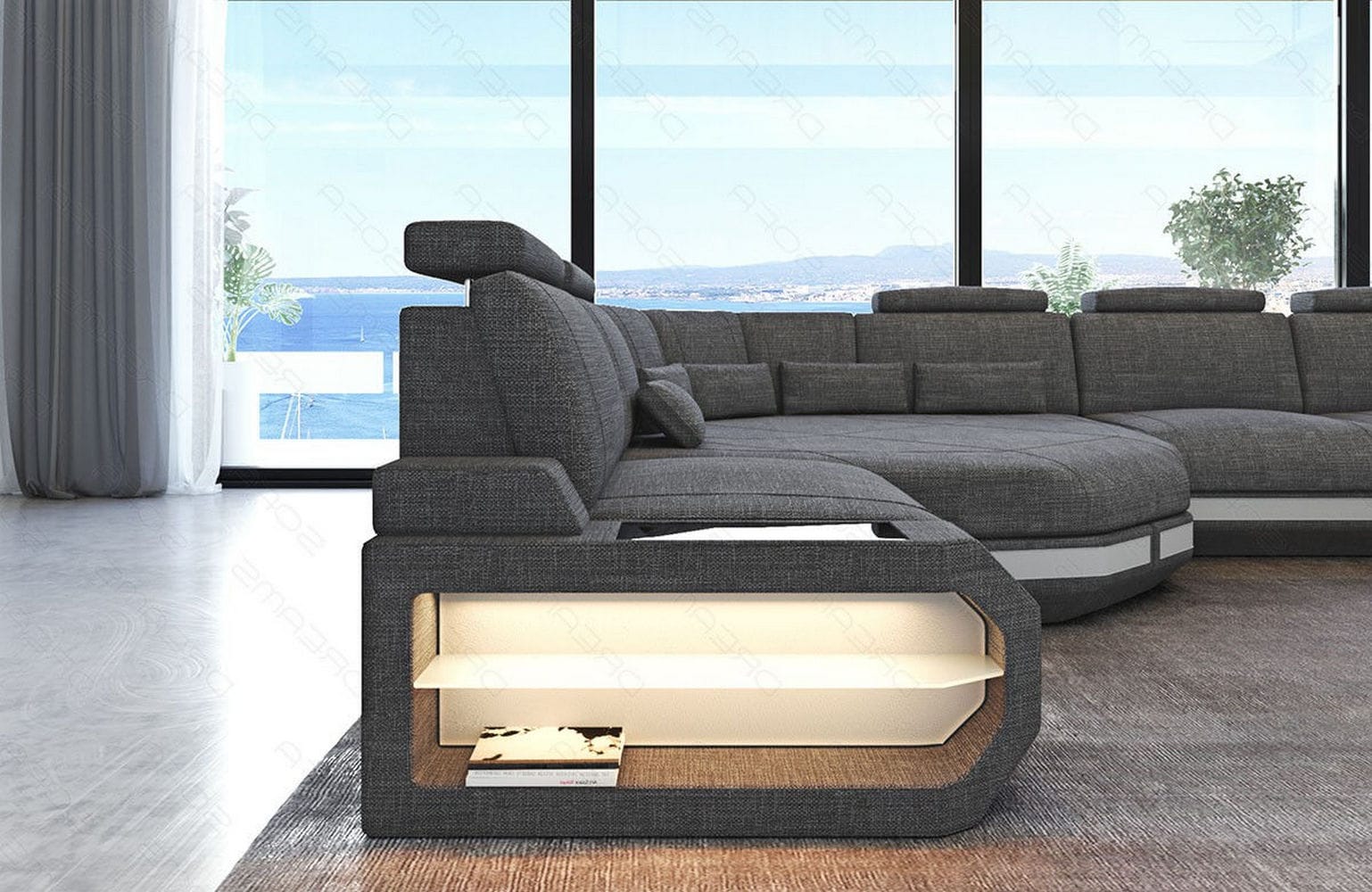 Stoffsofa Asti L-Form – Komfort & Stil Grau-Weiß