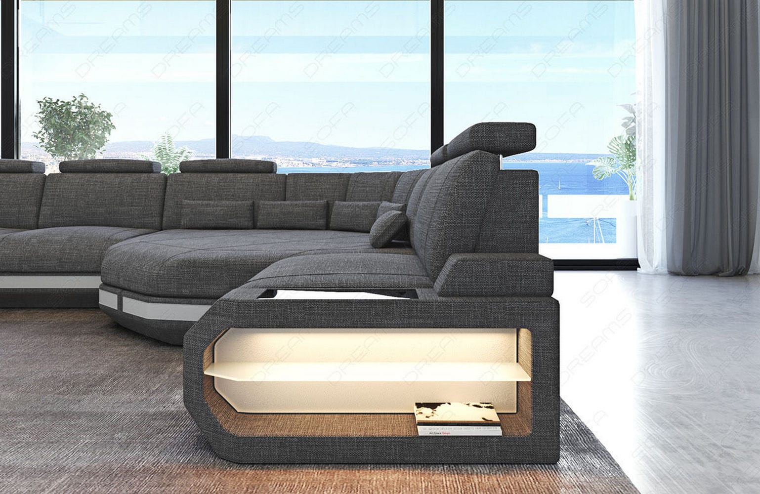 Stoffsofa Asti L-Form – Komfort & Stil Grau-Weiß
