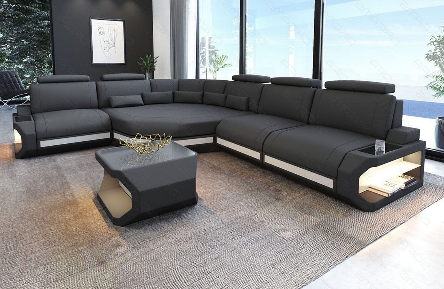 Stoffsofa Asti L-Form – Komfort & Stil Grau-Weiß