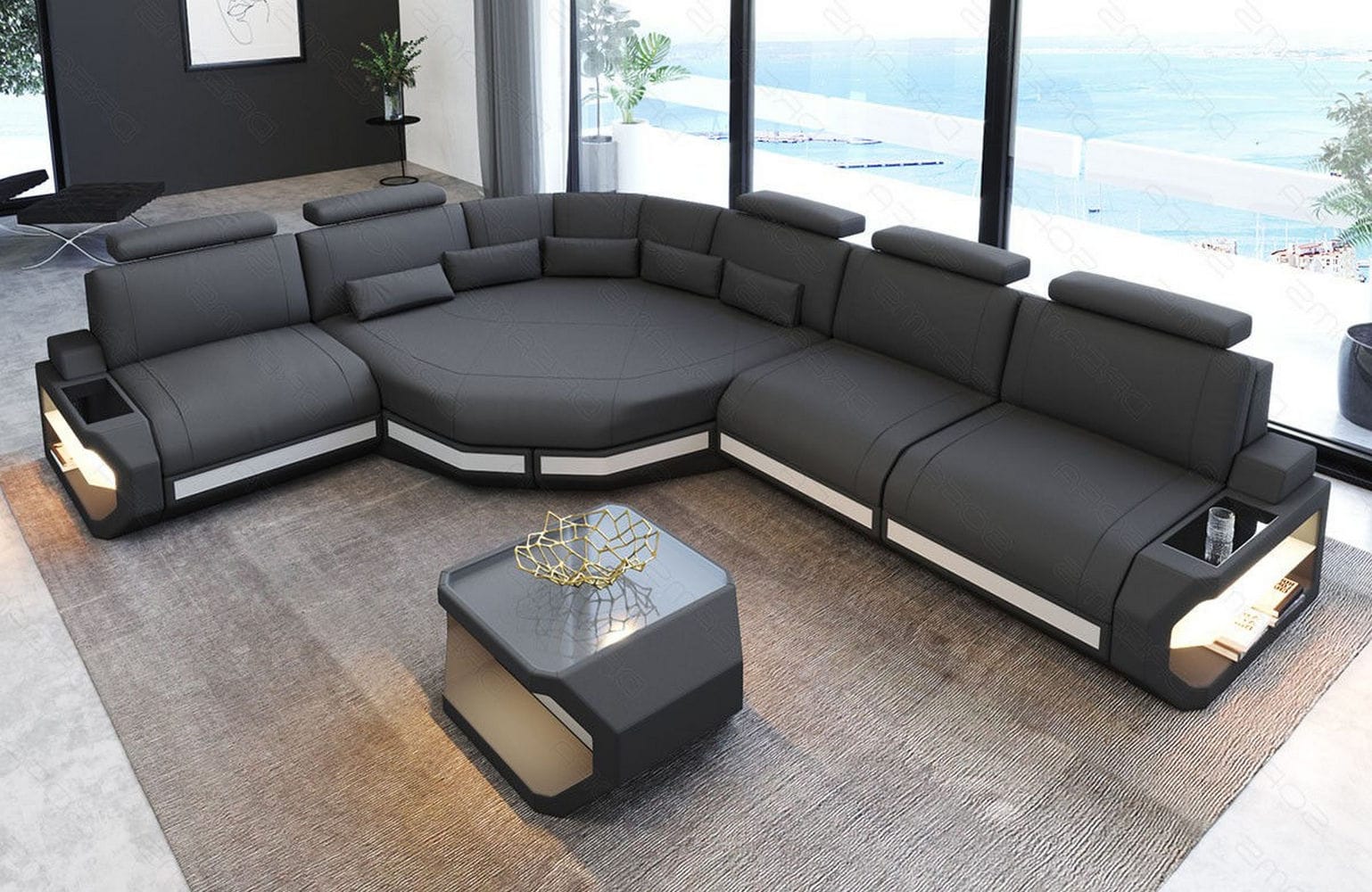 Stoffsofa Asti L-Form – Komfort & Stil Grau-Weiß