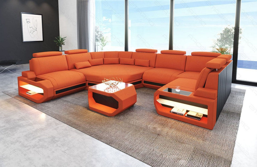 Mini Wohnlandschaft Asti U-Form aus Stoff