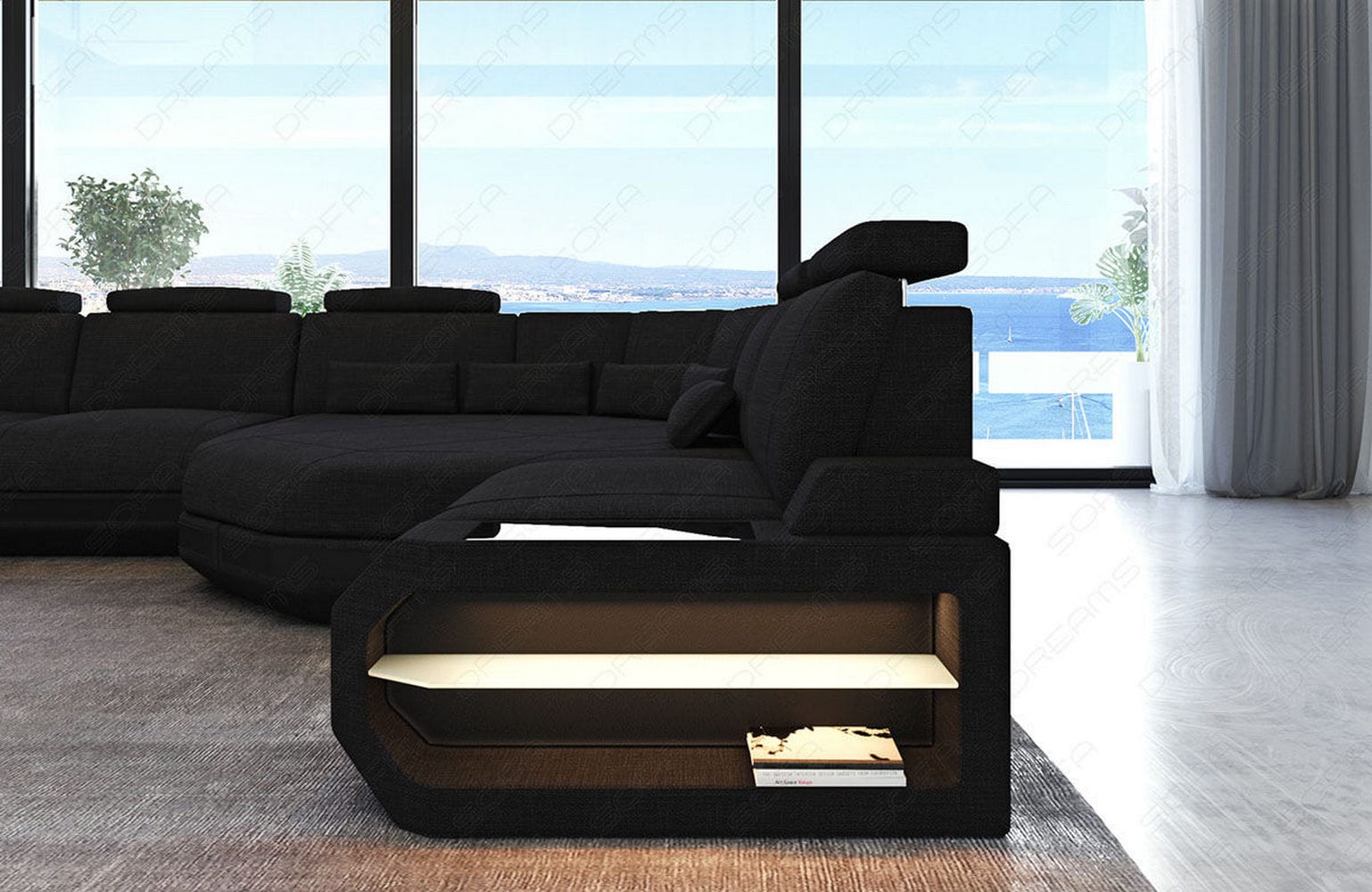 Polster Wohnlandschaft Asti U Form – Komfort und Stil Schwarz-Schwarz